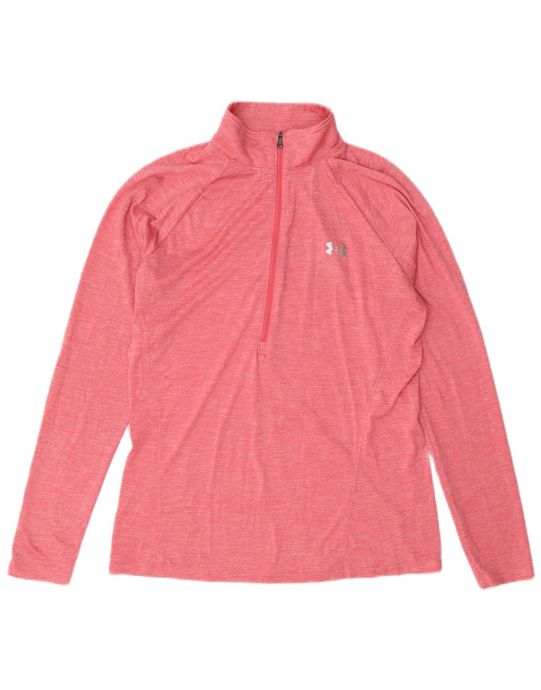 Under Armour Womens Zip Neck Top Long Sleeve UK 16 Large Pink