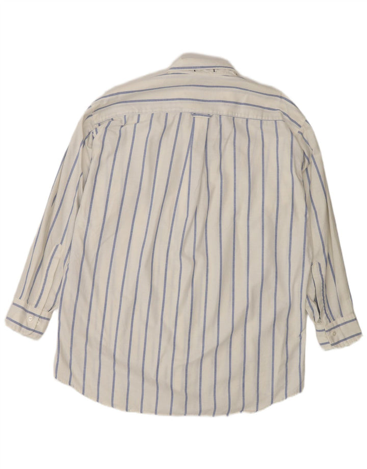 Camicia da uomo Chaps taglia 16 1/2 grande cotone gessato bianco
