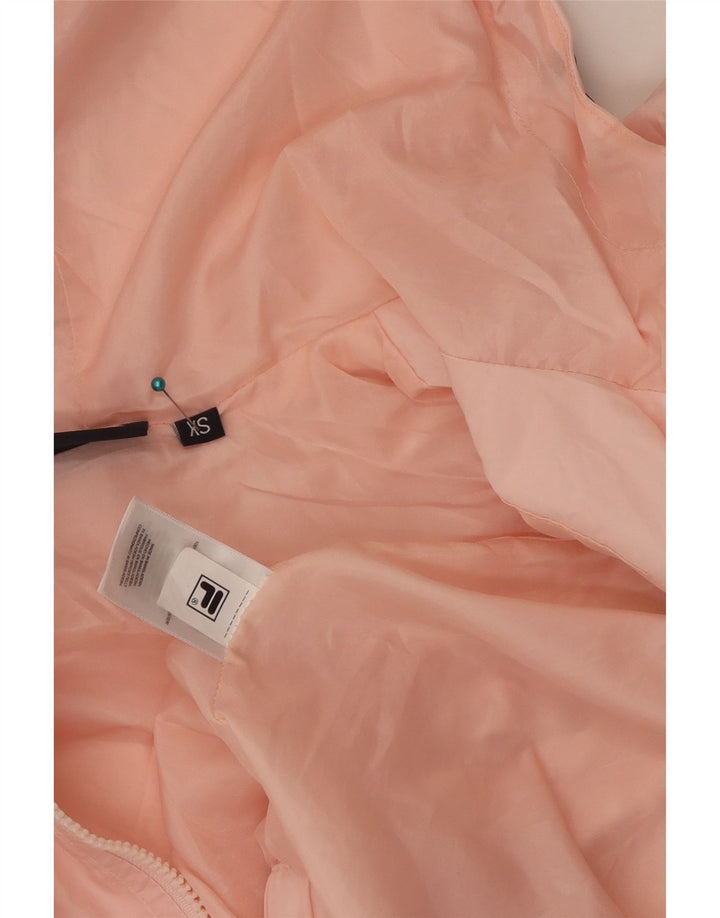 Fila Womens Hooded Oversized Rain Jacket UK 6 XS Pink Polyester