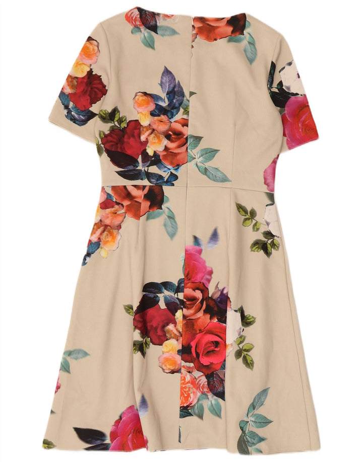 Phase Eight Womens A-Line Dress UK 12 Medium Off White Floral Polyester