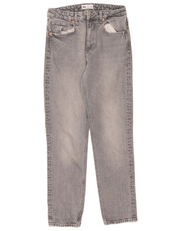 Zara Damen High Rise Slim Jeans EU 36 XS W26 L27 Graue Baumwolle