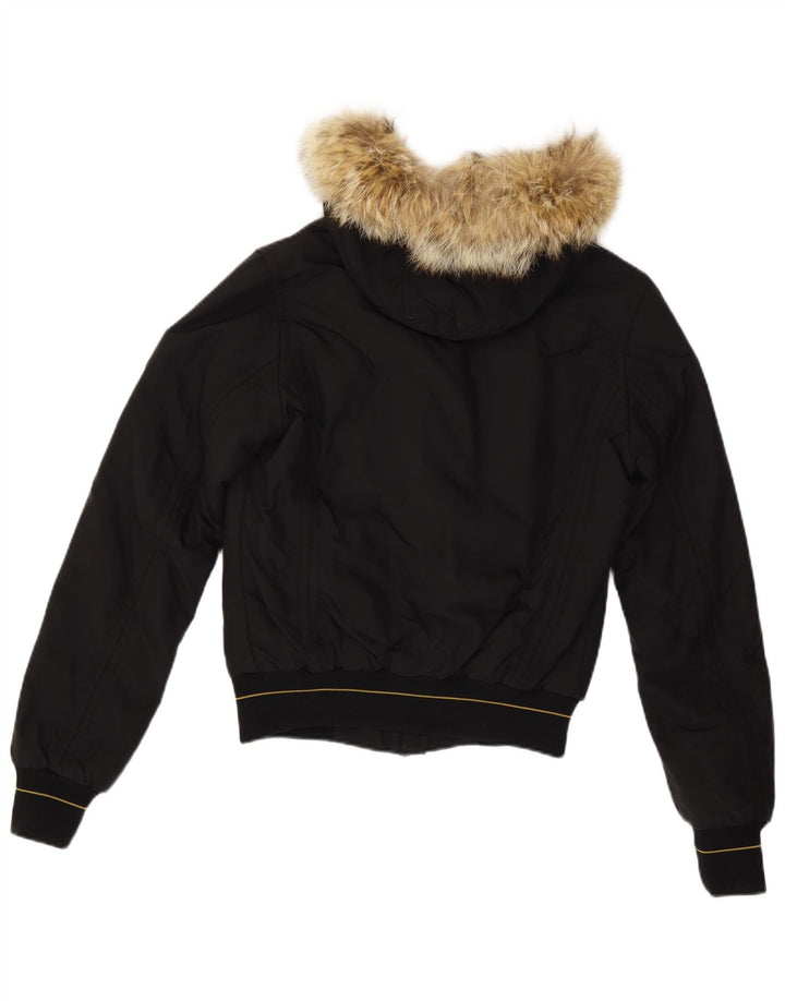 Refrigiwear Womens Hooded Bomber Jacket UK 10 Small Black Nylon