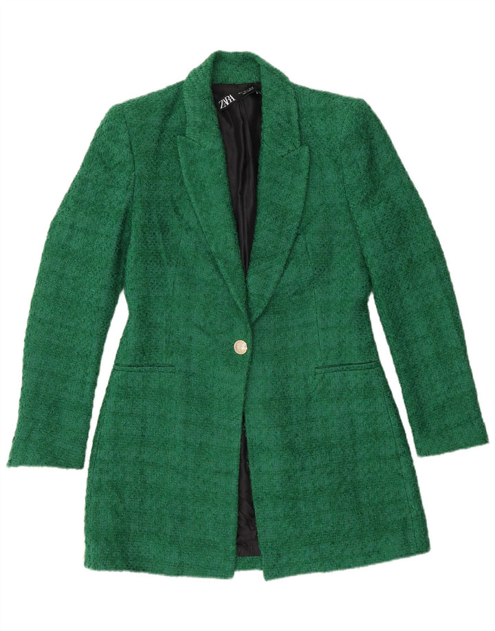 Zara Womens Overcoat UK 10 Small Green Acrylic