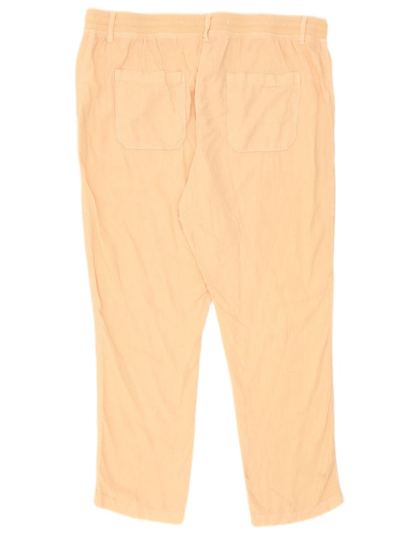 Marks & Spencer Womens Slim Casual Trousers UK 16 Large W36 L28 Pink Linen