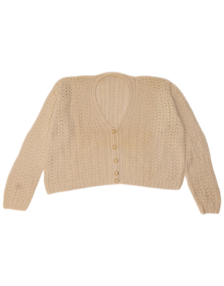 Vintage Dame Crop Cardigan Sweater UK 14 Medium White
