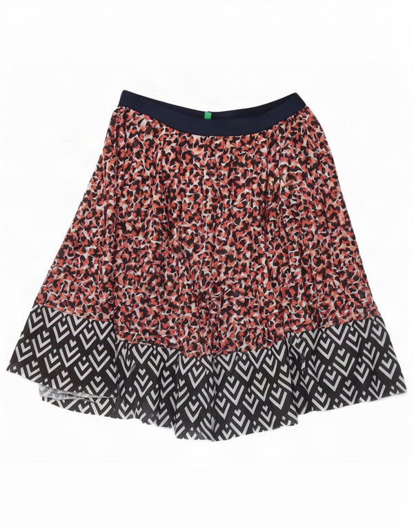 Benetton Damen A-Linien-Rock XS W26 Mehrfarbiger geometrischer Schmetterling