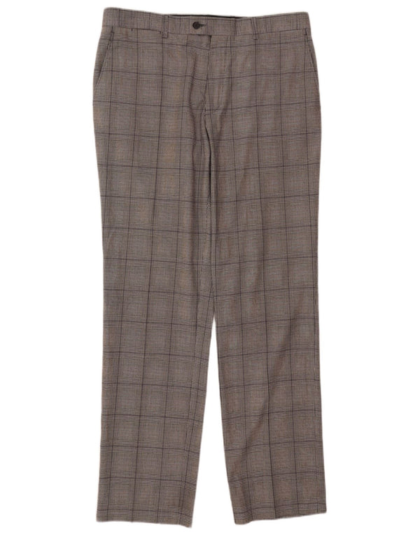 Pantaloni da abito dritti da uomo Zara EU 46 XL W36 L33 a quadri grigi