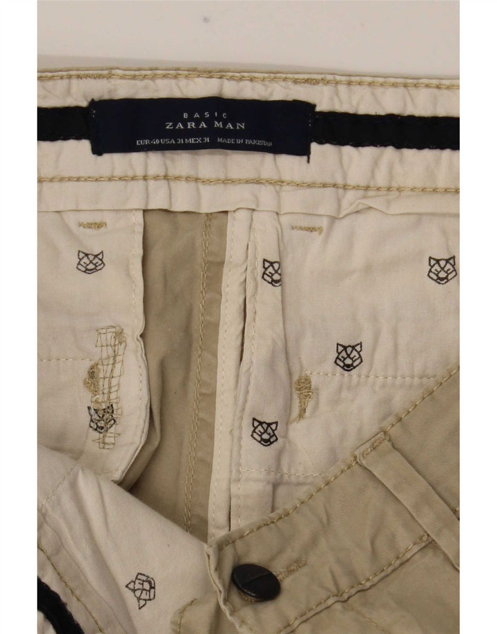 Zara Mens Slim Chino Trousers EU 40 Medium W34 L32 Beige
