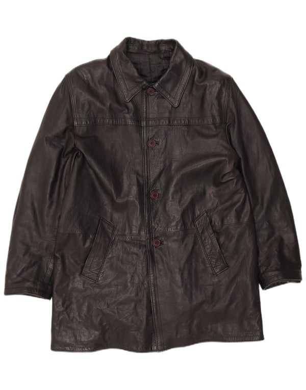 Vintage męska kurtka skórzana oversize UK 40 duża czarna skóra