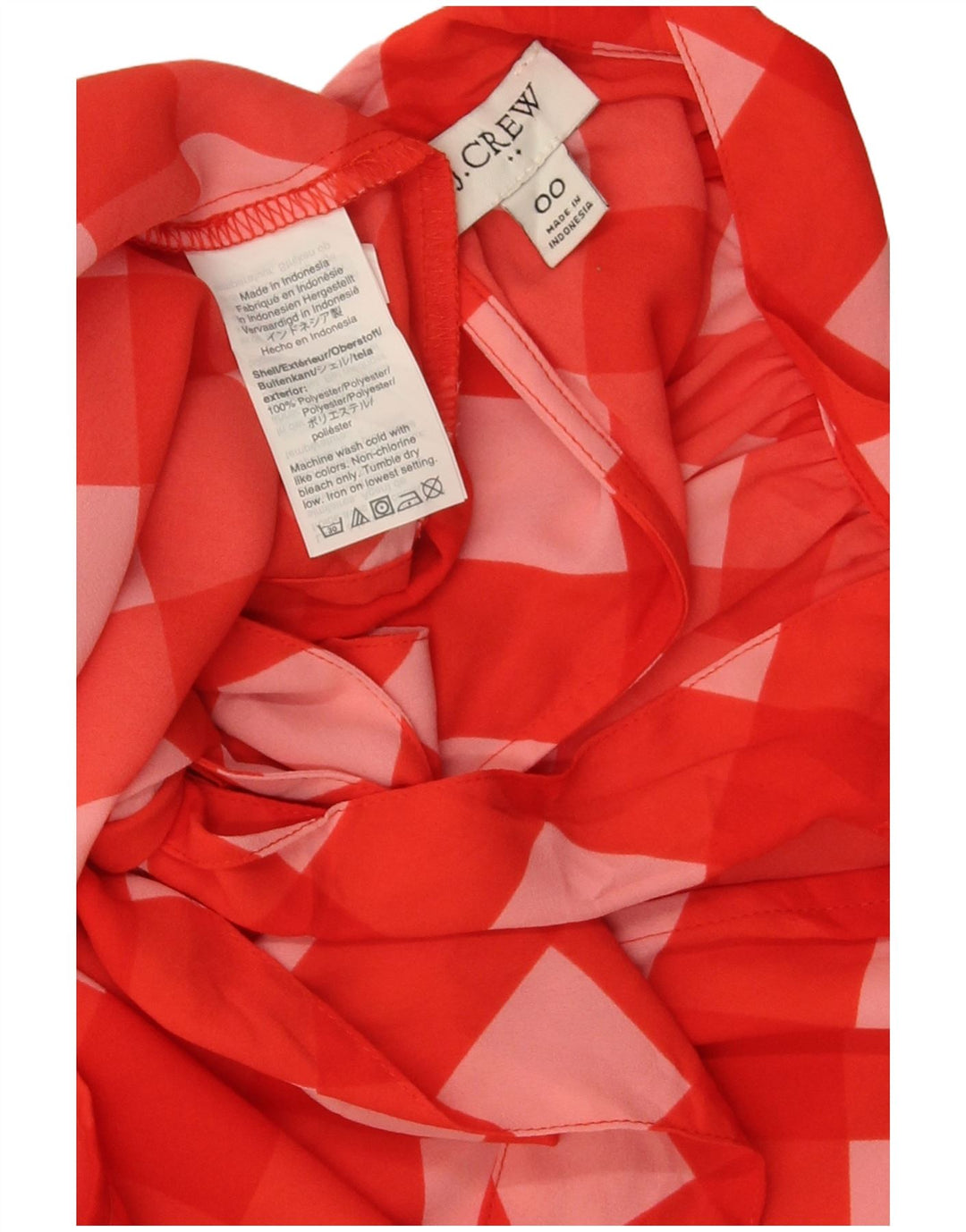 J. Crew Womens Bow Tie Halter Top US 00 2XS Red Gingham Polyester
