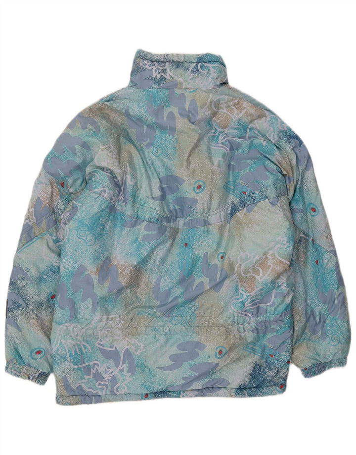 VINTAGE Womens Abstract Pattern Windbreaker Jacket IT 42 Medium Blue