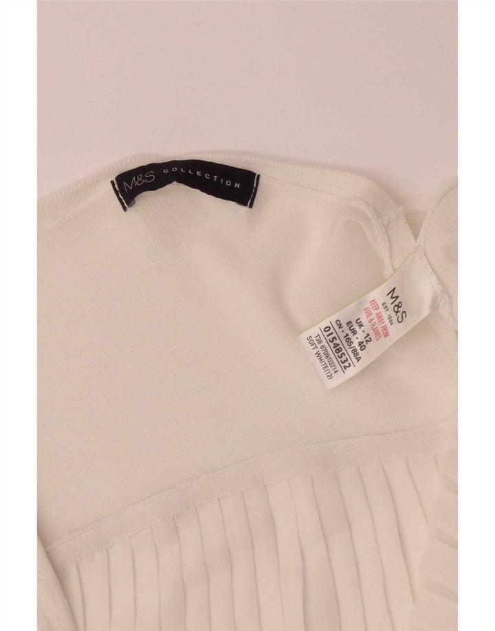 Top cardigan con maniche a 3/4 da donna Marks & Spencer UK 12 Viscosa bianca media