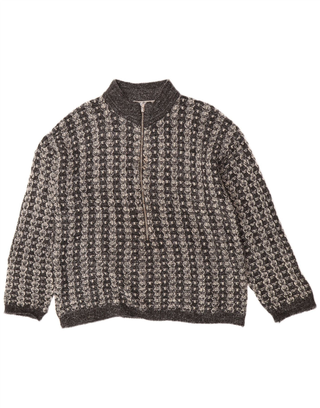 S.Moritz Mens Zip Neck Jumper Sweater Small Grey Striped