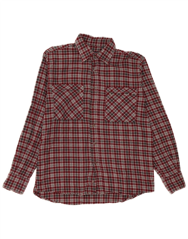 Sea Barrier Mens Flannel Shirt Medium Burgundy Check Cotton