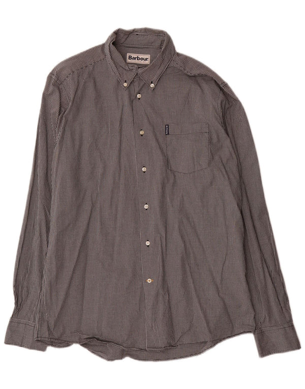Camicia Barbour da uomo su misura, taglia grande, in cotone a quadretti neri
