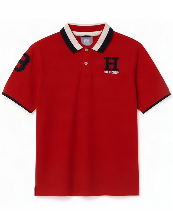 Polo grafica per ragazzi Tommy Hilfiger 12-13 anni Medium Red Colourblock