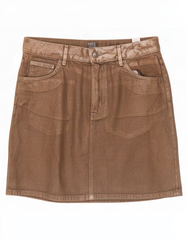 Marks & Spencer Womens Mini Denim Skirt UK 12 Medium W30 Gold Cotton