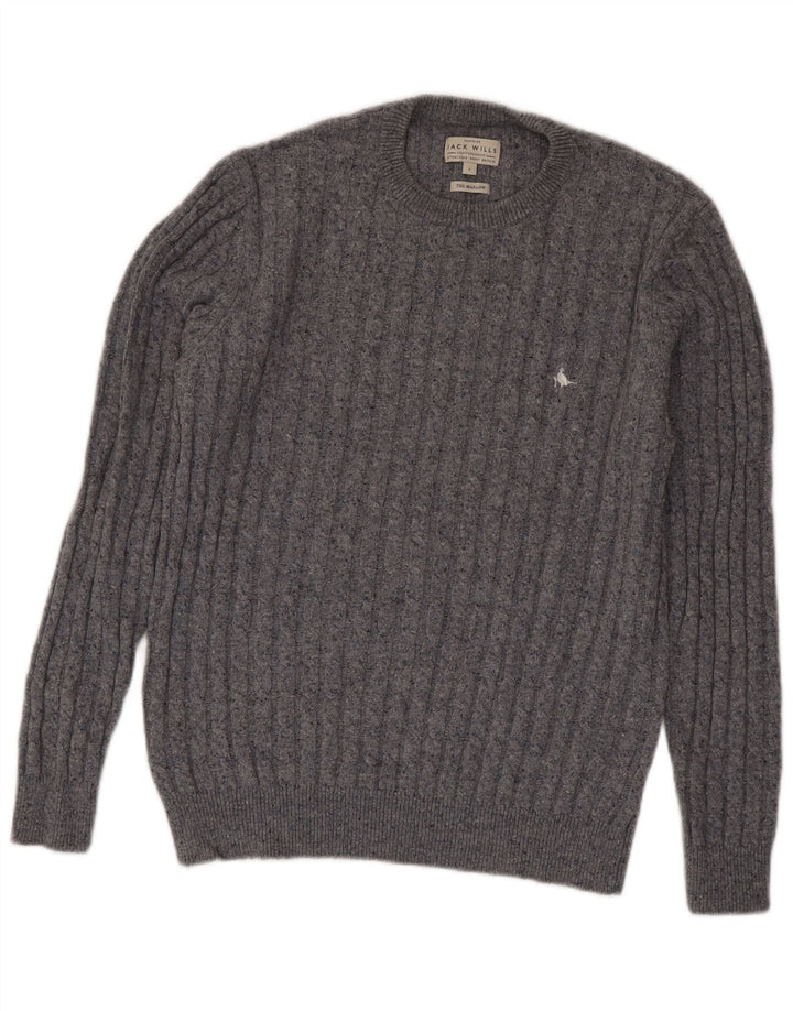 Jack Wills Pull à col rond pour homme en laine grise