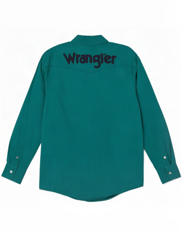 Wrangler Mens Western Graphic Shirt Large Green Cotton