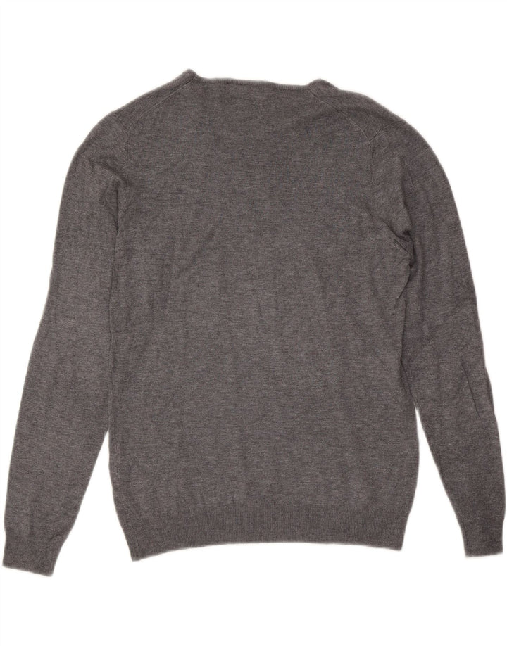 ZARA Womens Boat Neck Jumper Sweater UK 14 Medium Grey Viscose Vintage Zara and Second-Hand Zara from Messina Hembry 