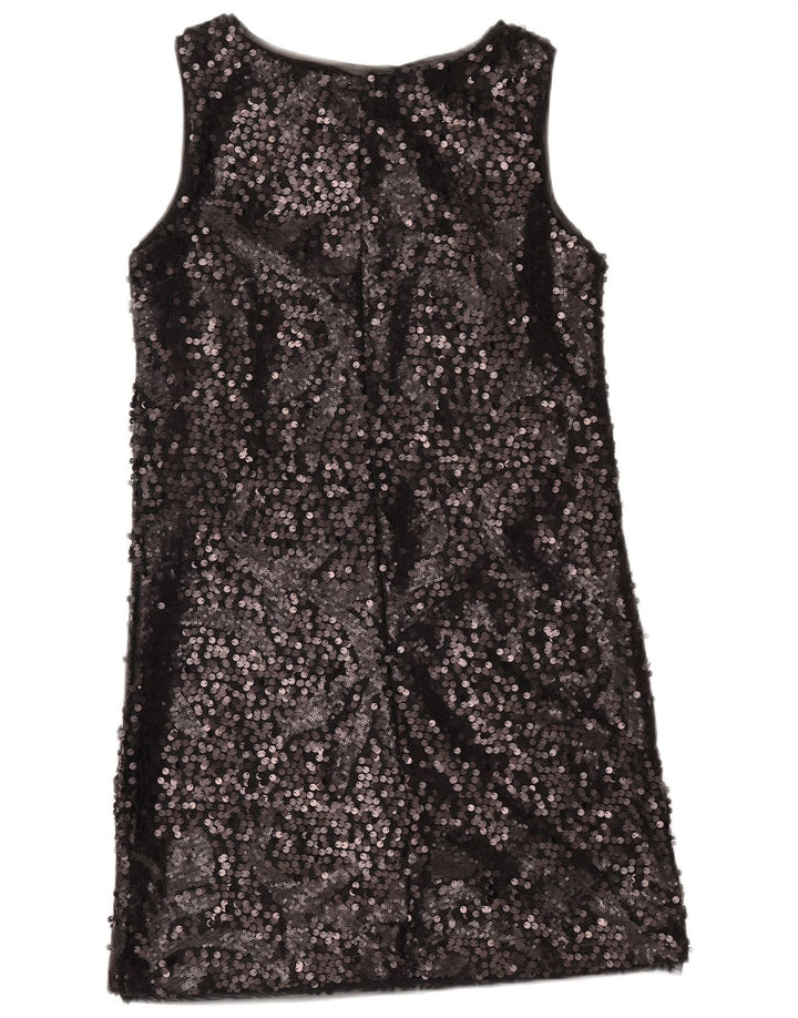 BENETTON Womens Sleeveless Shift Dress UK 10 Small Black Polyester