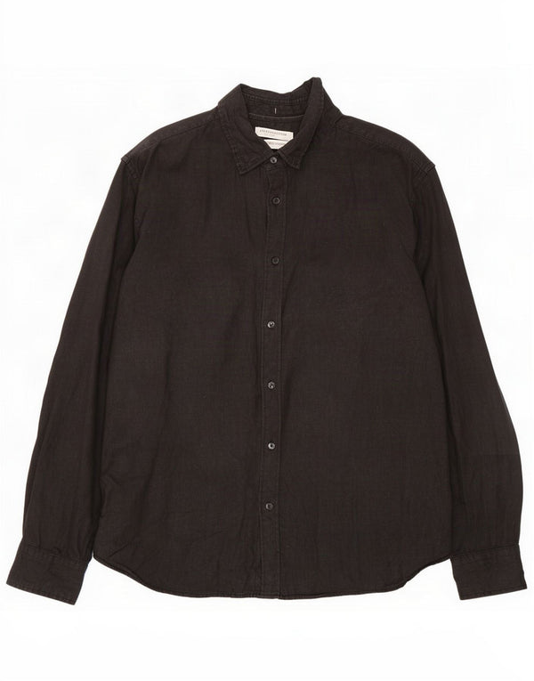 Banana Republic Mens Standard Fit Shirt Large Black Linen