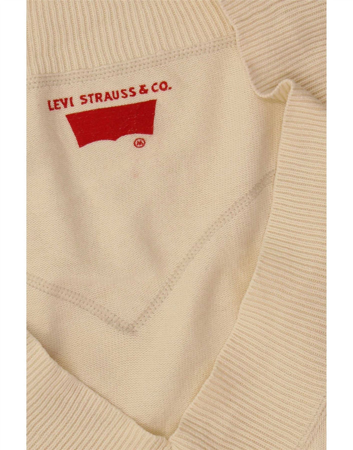 Maglione maglione con scollo a V da donna Levi's UK 12 medio bianco sporco