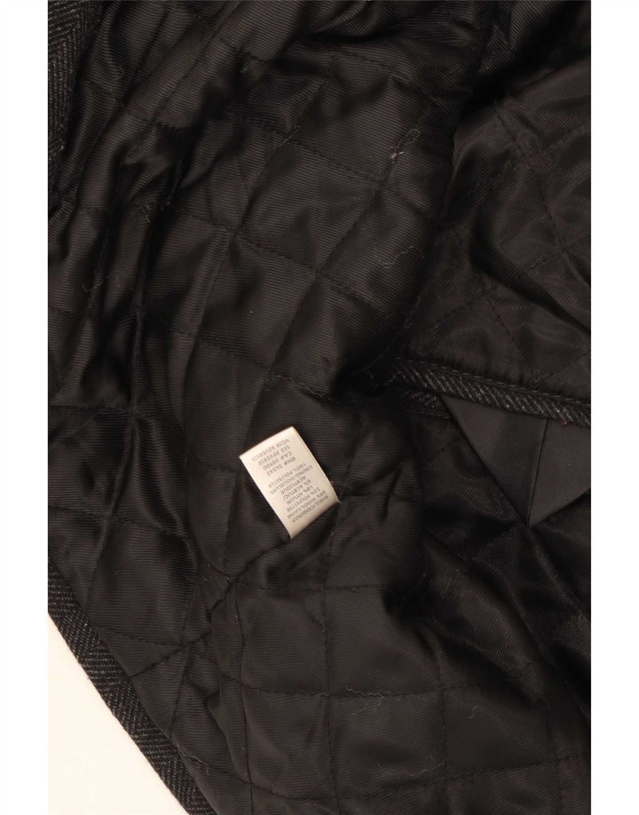 Calvin Klein Mens Pea Coat UK 40 Large Grey Herringbone Wool