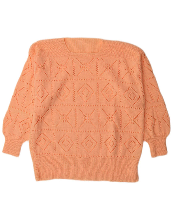 Vintage γυναικείο πουλόβερ με λαιμόκοψη UK 16 Large Orange