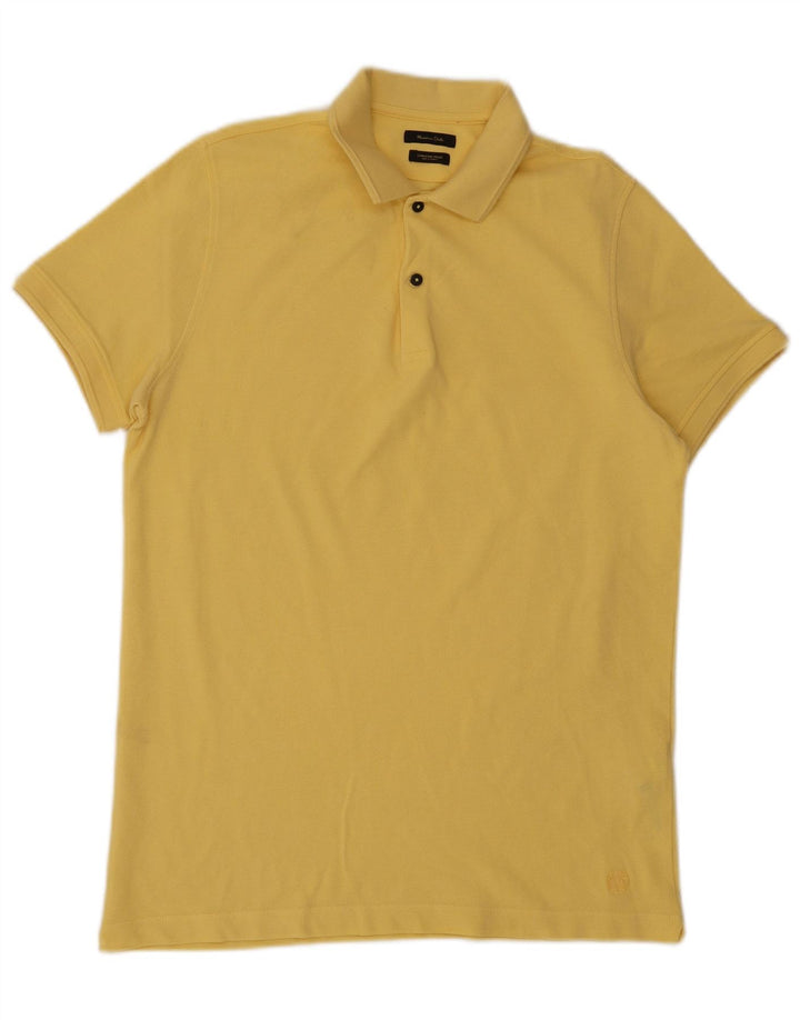 Massimo Dutti Mens Polo Shirt Medium Yellow Cotton