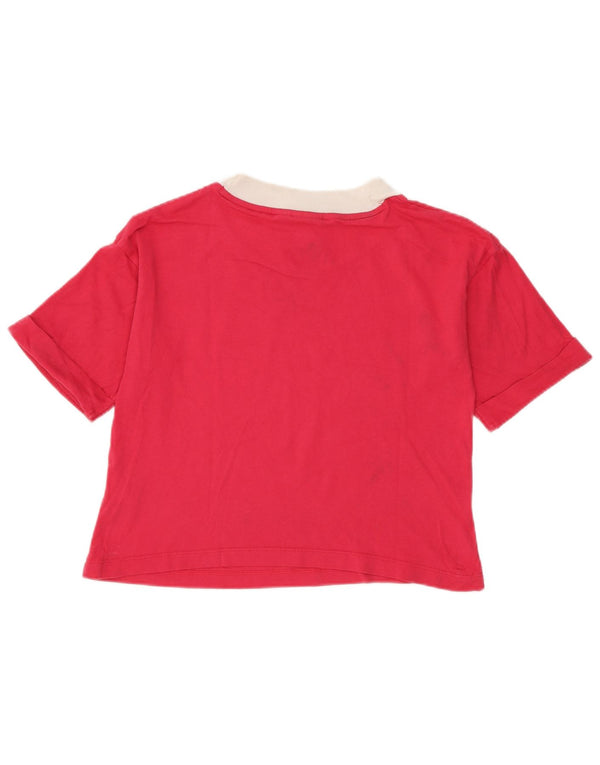 Adidas Womens Crop Graphic T-Shirt Top UK 8 Small Pink Colourblock