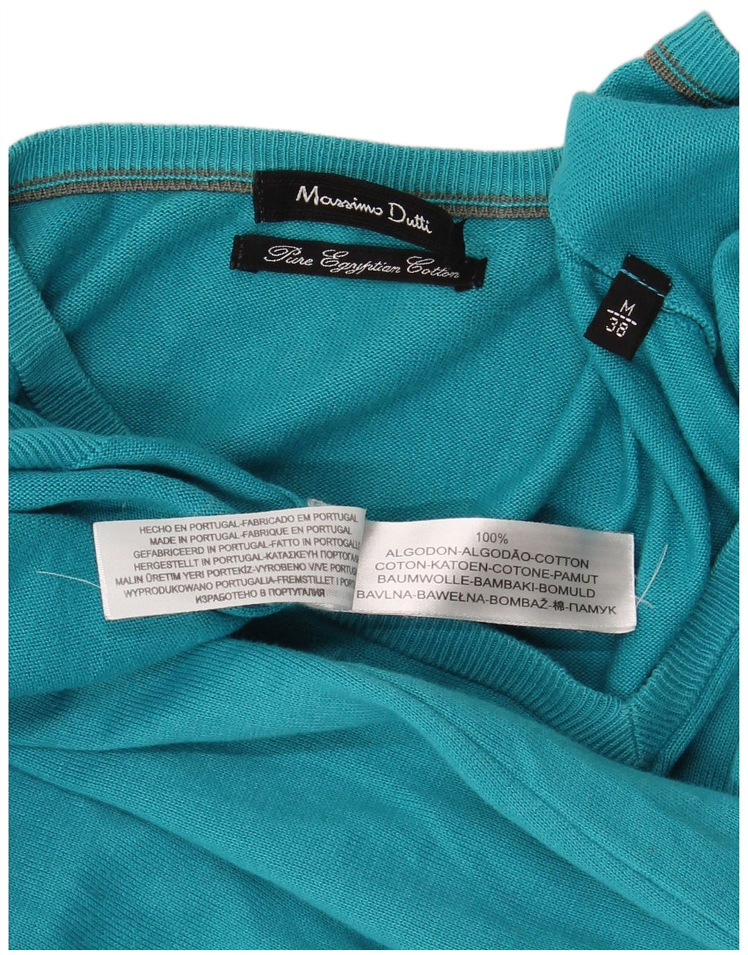 Massimo Dutti Womens V-Neck Jumper Sweater UK 14 Medium Blue Cotton