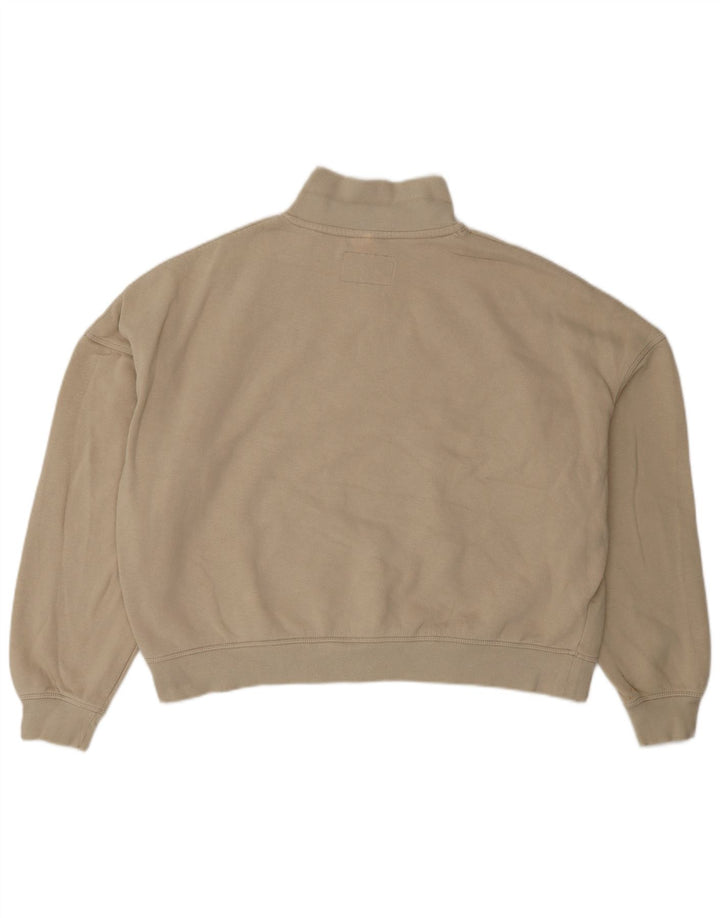 JACK WILLS Womens Oversized Zip Neck Sweatshirt Jumper UK 14 Large  Beige