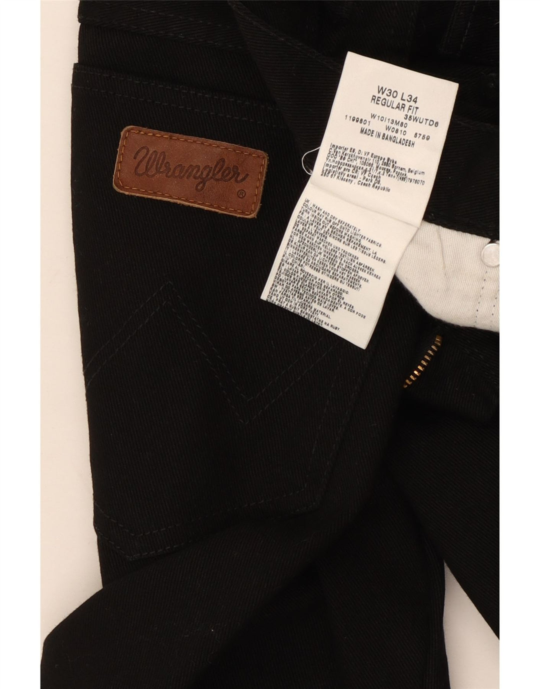 Wrangler Straight Jeans til mænd W30 L31 Sort bomuld