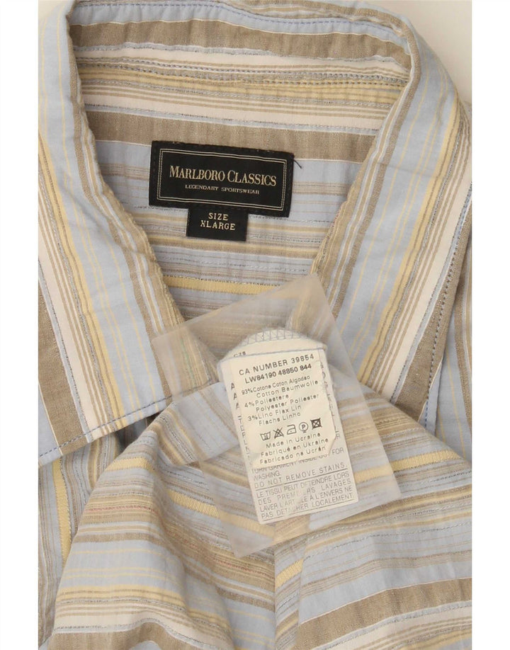 Marlboro Classics Mens Shirt XL Blue Striped Cotton
