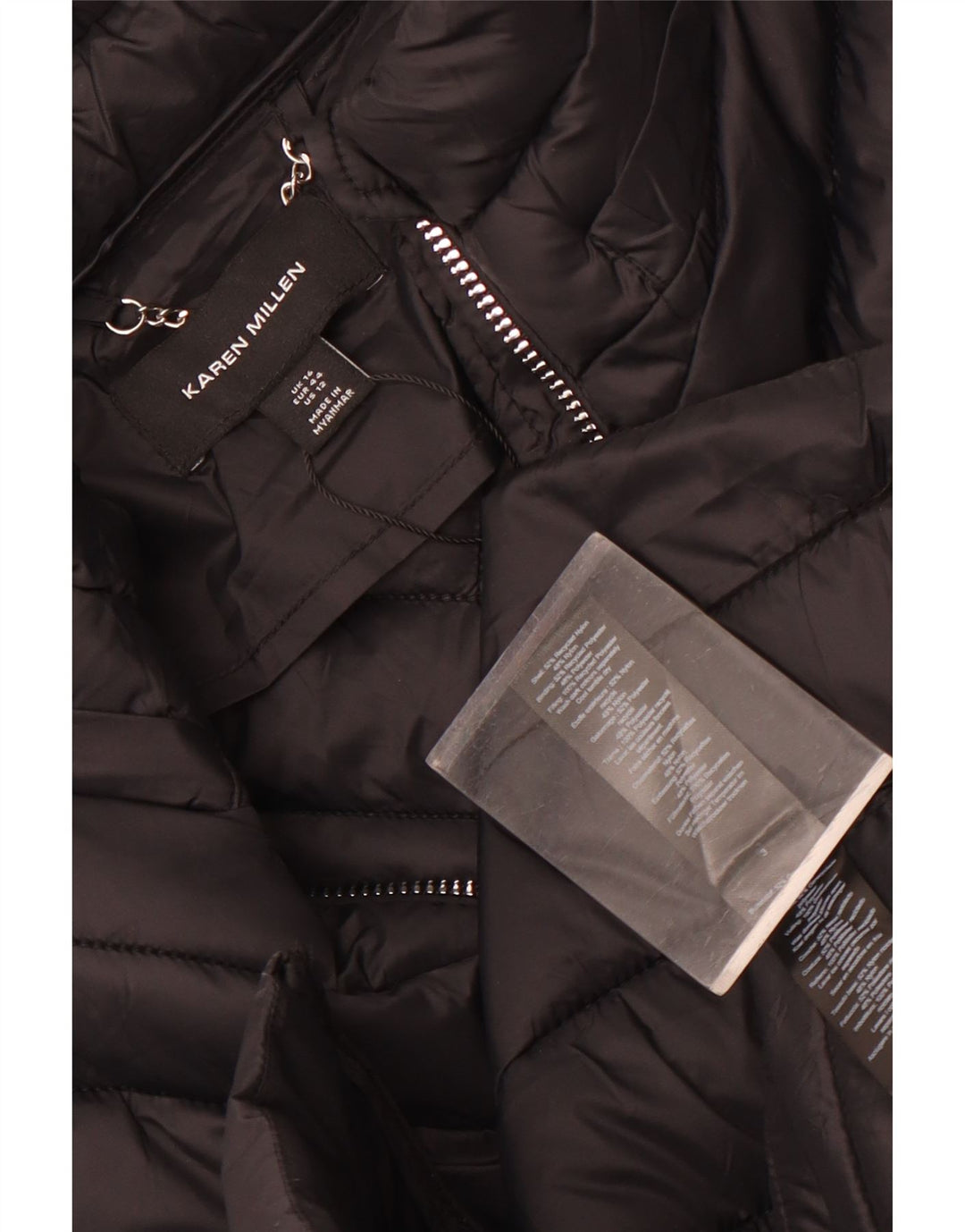 Karen Millen Womens Padded Coat UK 14 Large Black Nylon