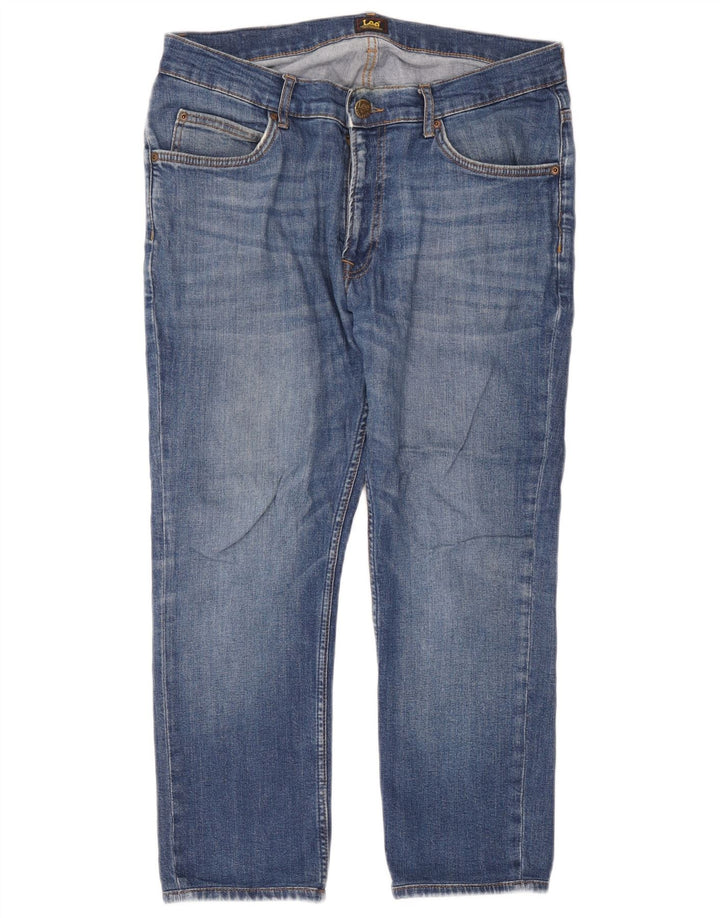 Lee Mens Rider Cropped Jeans W33 L24 Blue Cotton