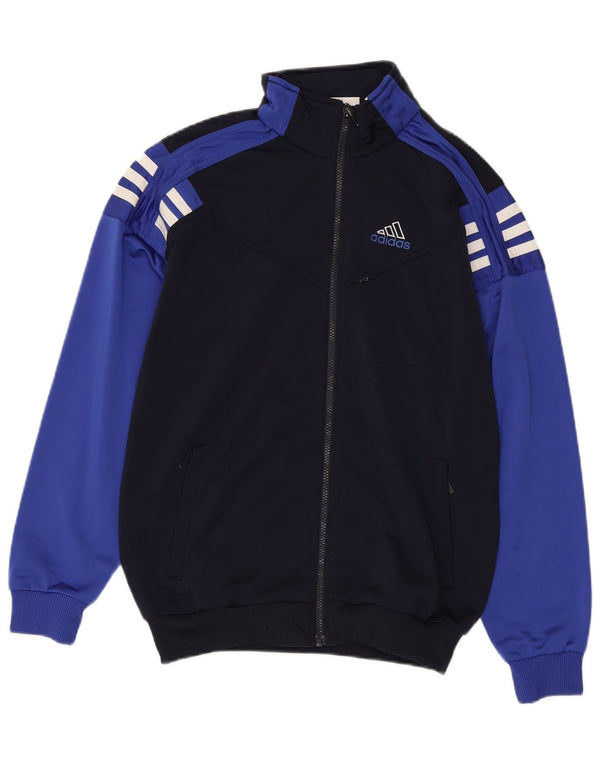 Adidas Boys Tracksuit Top Jacket 15-16 Years Navy Blue Colourblock