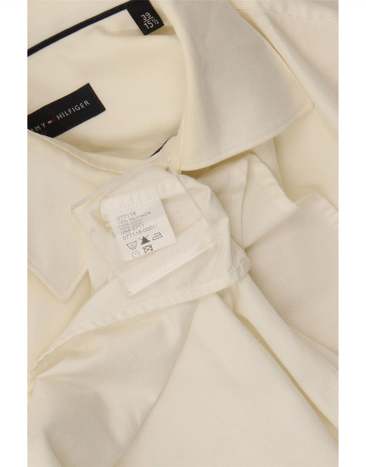 Tommy Hilfiger Mens Shirt Size 39 15 1/2 Medium Off White Cotton