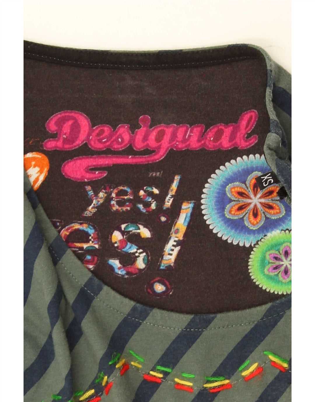 Desigual Damen Langarm-Tunika-Top UK 6 XS Mehrfarbiges Patchwork