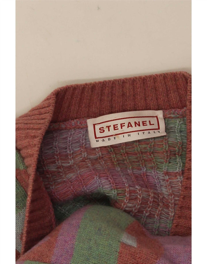 Stefanel Womens Cardigan Sweater UK 18 XL Multicoloured Geometric
