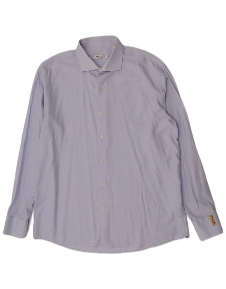 Trussardi Mens Shirt Size 45 18 2XL Blue