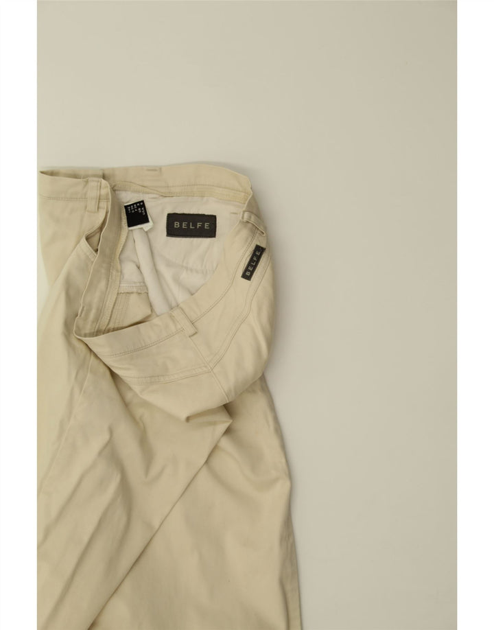 BELFE Womens Straight Capri Trousers UK 8 Small W30 L22 Beige Polyester Vintage Belfe and Second-Hand Belfe from Messina Hembry 