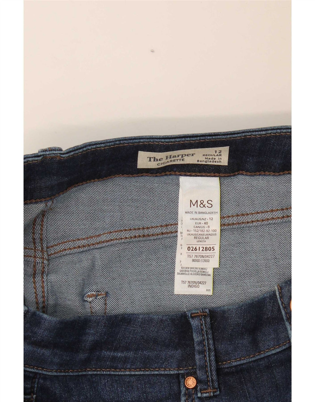 Marks & Spencer Dame The Harper Straight Jeans UK 12 Medium W30 L27 Blå
