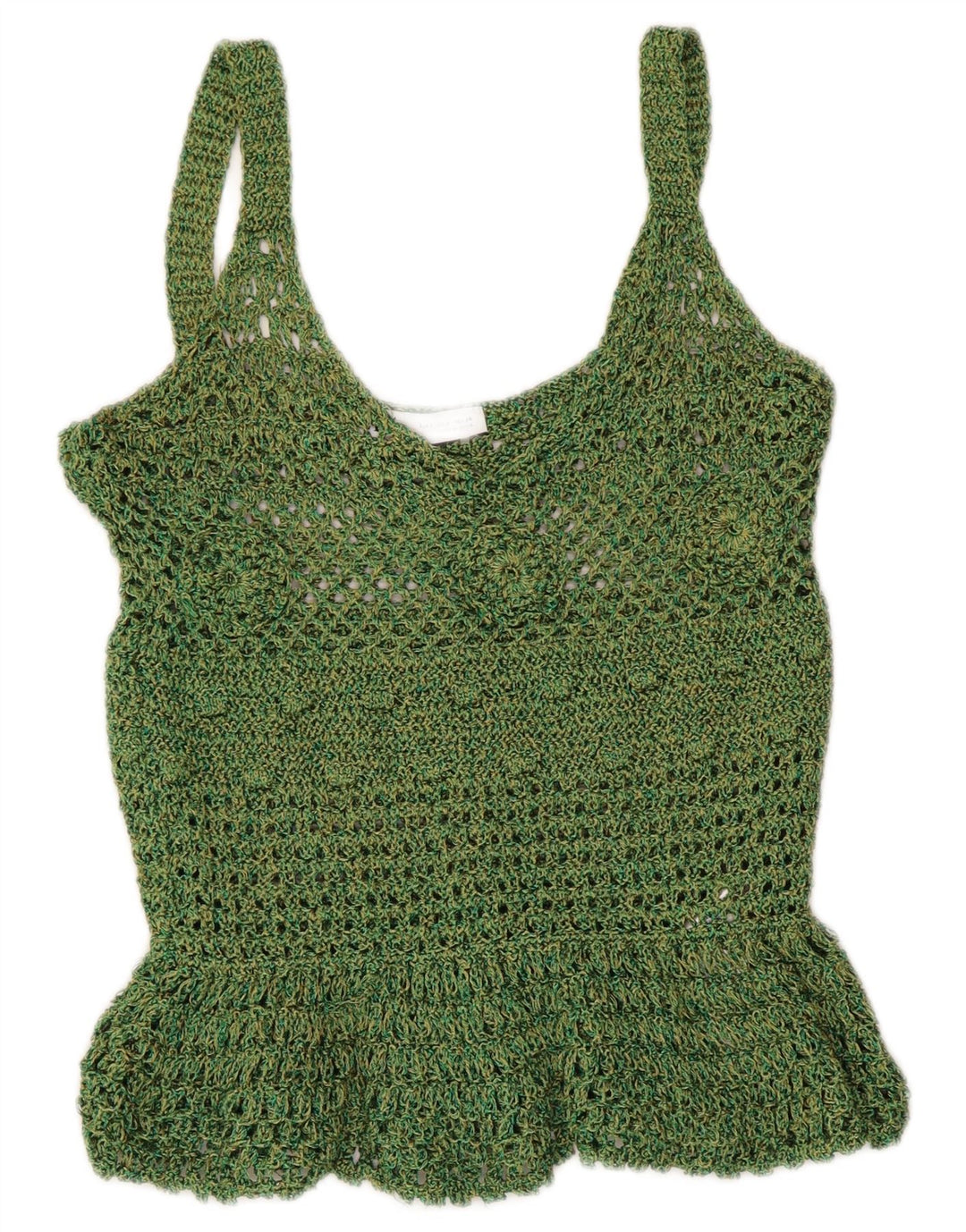 Zara Womens Crochet Cami Top UK 8 Small Green Polyester