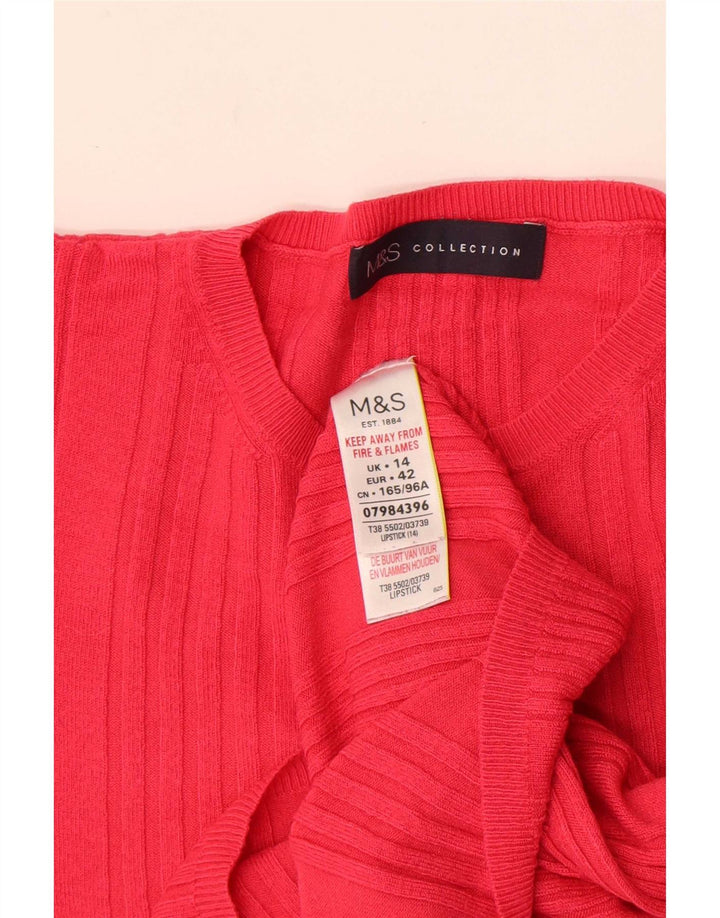 Marks & Spencer Womens Crop Crew Neck Jumper Sweater UK 14 Medium Pink