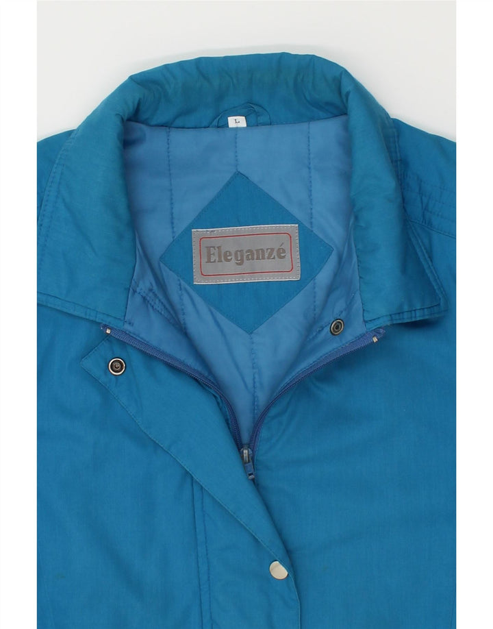 VINTAGE Womens Windbreaker Jacket UK 16 Large Blue Polyester Vintage Vintage and Second-Hand Vintage from Messina Hembry 