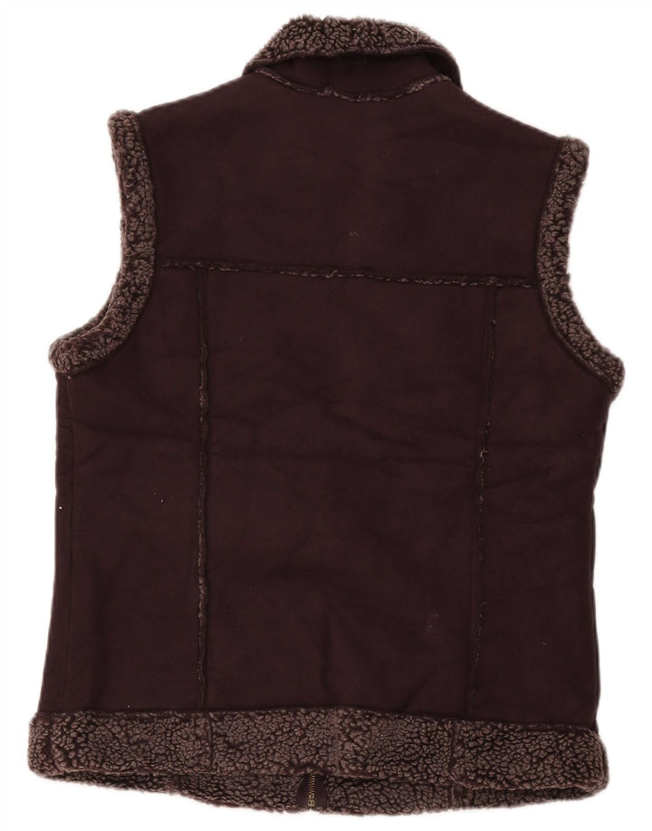 Marks & Spencer Dame Sherpa Gilet UK 12 Medium Burgundy Polyester