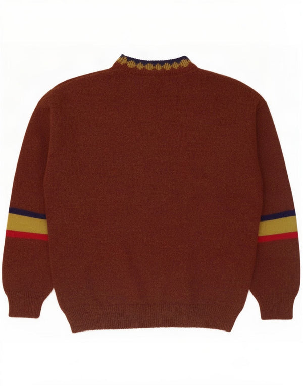 Vintage férfi teknős nyakú pulóver, nagy barna argyle/gyémánt