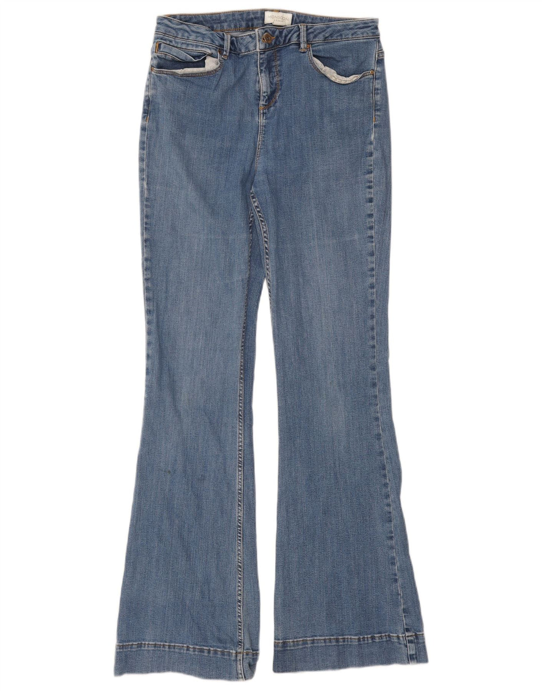 Monsoon Dame Flared Jeans UK 12 Medium W30 L31 Blå Bomuld